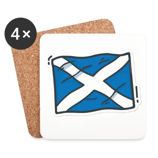 Cork-back coaster | Scottish Saltire - white