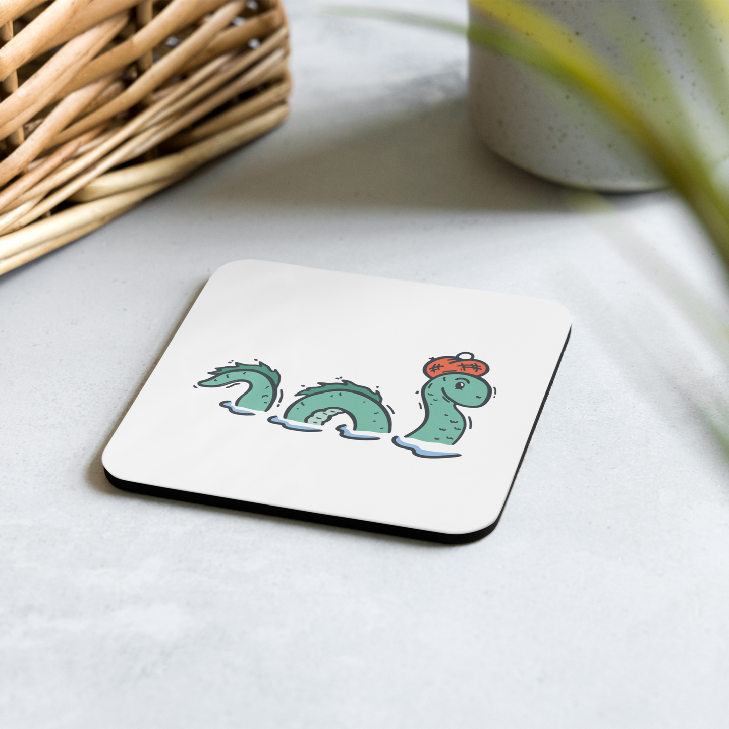 Cork-back coaster | Nessie the Loch Ness Monster