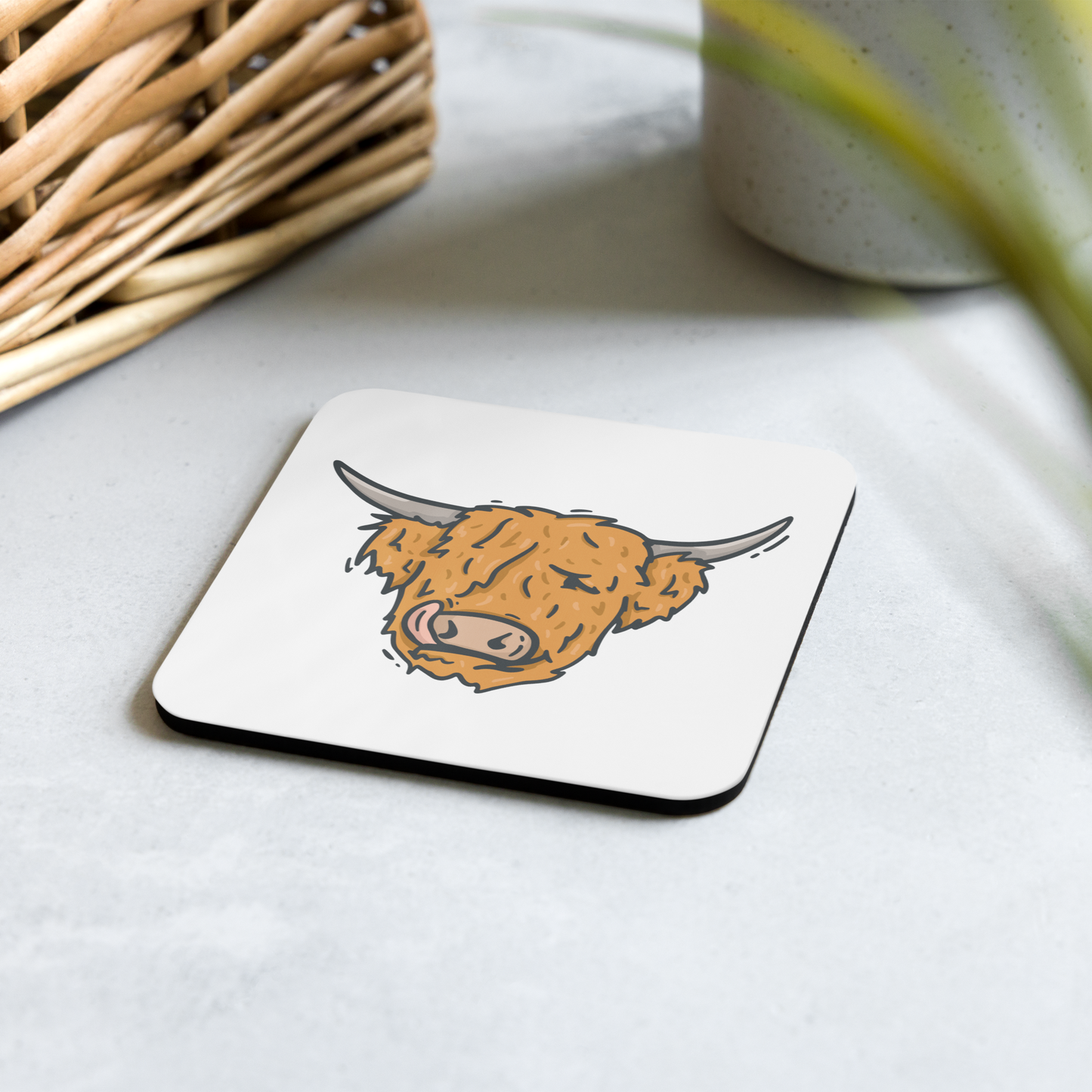 Cork-back coaster | Hector the Highland Coo