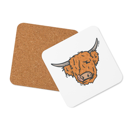 Cork-back coaster | Hector the Highland Coo