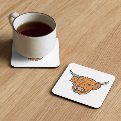 Cork-back coaster | Hector the Highland Coo