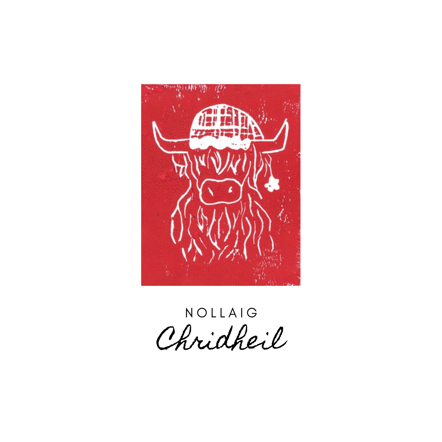 Cairt Nollaig Bò Ghàidhealach - Paca de 5