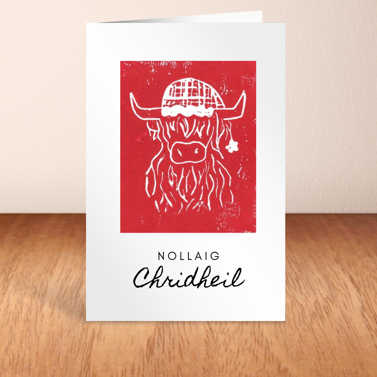 Cairt Nollaig Bò Ghàidhealach - Paca de 5