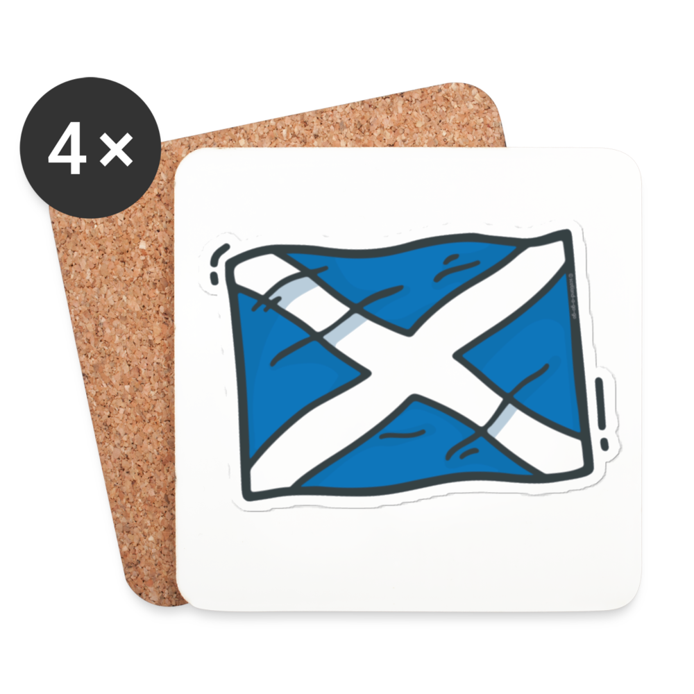 Cork-back coaster | Scottish Saltire - white